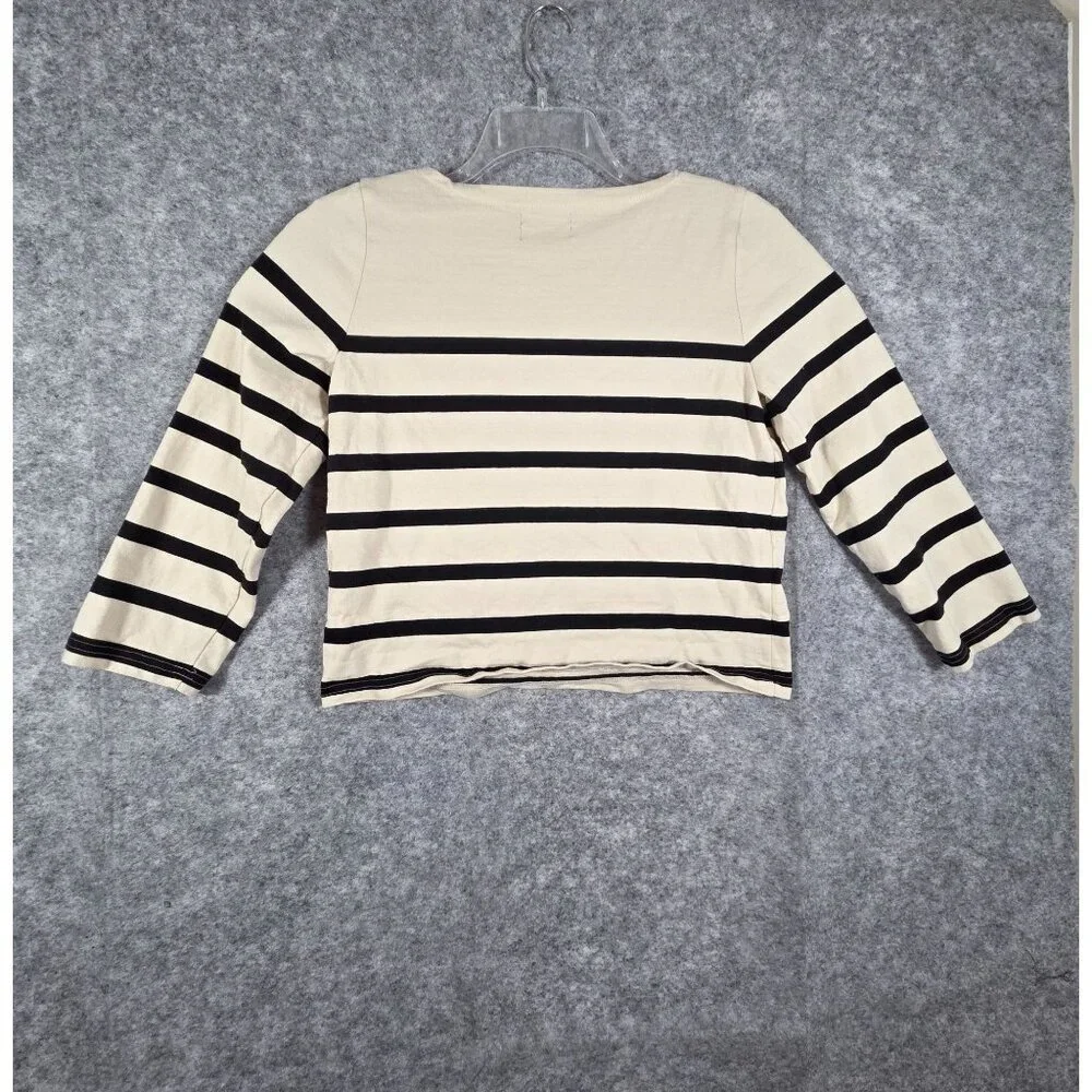 J.Crew Classic Fit Knit Top Women's Cream Size S Long Sleeve Preppy Coastal Quie
